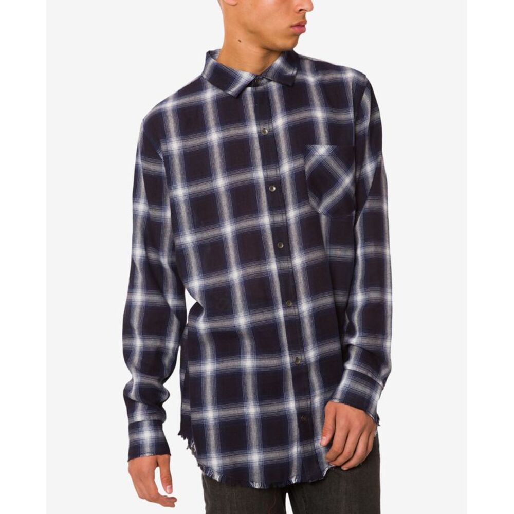 Jaywalker Mens Curved Hem Plaid Shirt